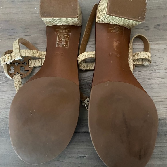 Tory Burch Miller Sandal Kitten Block Heel 8.5 Neutral Designer Worn Once - Picture 11 of 12